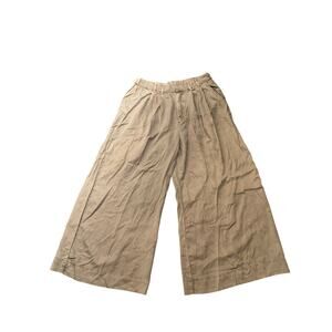 YFB Womens Wide Leg Palazzo Pants High Rise Pockets Tencel Beige Size L NWT